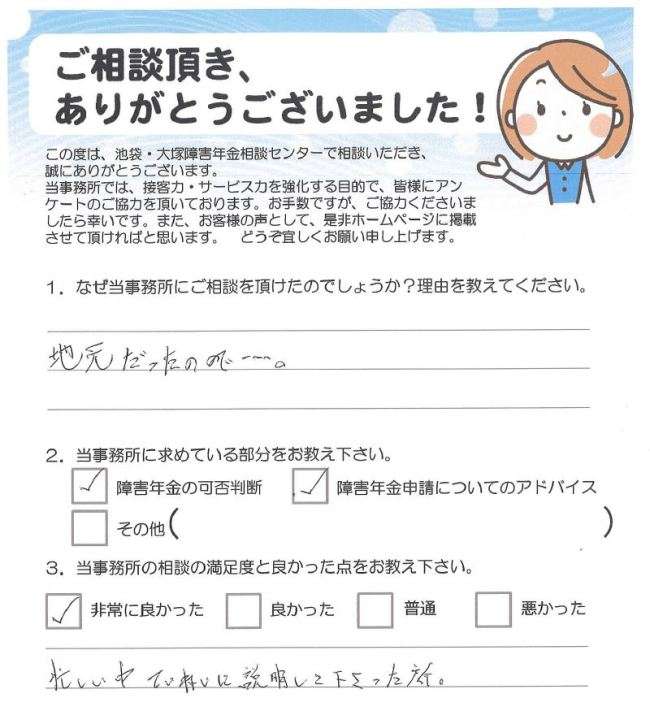 忙しい中、丁寧に説明してくださいました(板橋区)